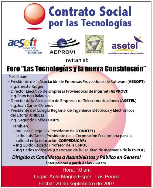 Invitacion Foro Las Tecnologias y la nueva constitucion